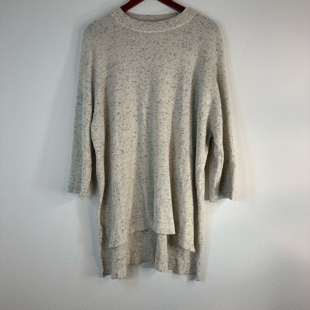 Eileen Fisher Organic Cotton Speckled Tunic Sweater Womens XL Modern Casual